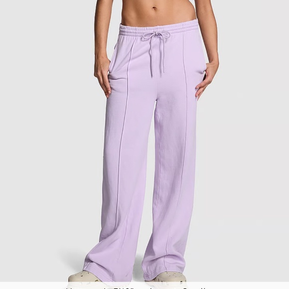New 2 piece set: wide leg pants and top- Pink by Victoria’s Secret Lilac color - Picture 2 of 3